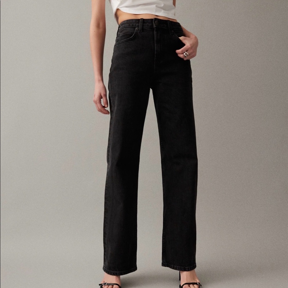 ASOS DESIGN Washed black straight leg jeans